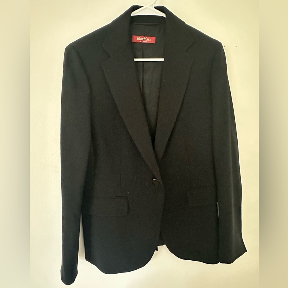 MaxMara Black Single-Button Wool Blazer
